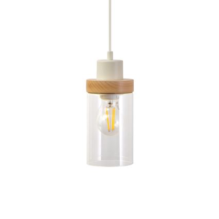 Suspension sur câble WOODNEST 3xE27/15W/230V pin/crème