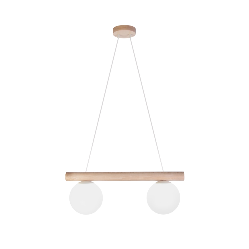 Suspension sur câble WOODSTOCK 2xE27/15W/230V bois/crème