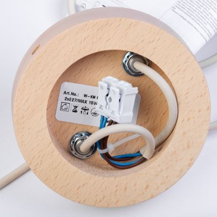 Suspension sur câble WOODSTOCK 2xE27/15W/230V bois/crème