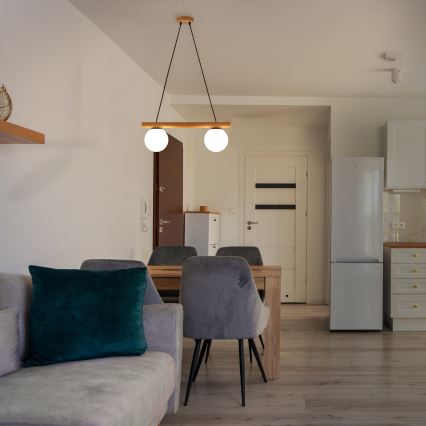 Suspension sur câble WOODSTOCK 2xE27/15W/230V bois/noir