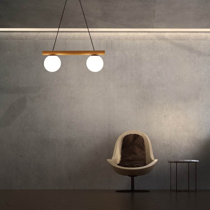 Suspension sur câble WOODSTOCK 2xE27/15W/230V bois/noir