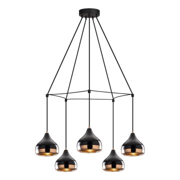 Suspension sur câble YILDO 5xE27/40W/230V noir/cuivre