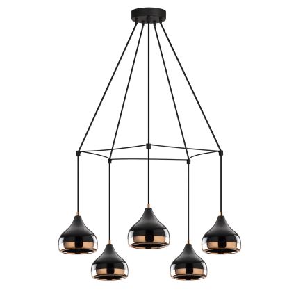 Suspension sur câble YILDO 5xE27/40W/230V noir/cuivre