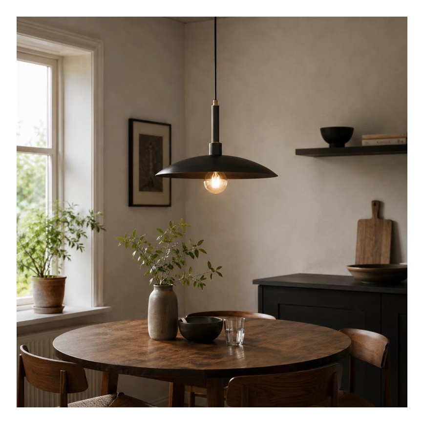 Suspension sur câble YUMI 1xE27/15W/230V noire