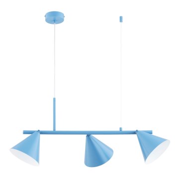 Suspension sur câble ZELTA 3xE27/15W/230V bleu
