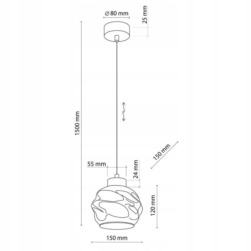 Suspension sur câble ZULIA 1xE27/15W/230V noir / noir fumé