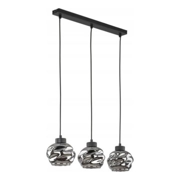 Suspension sur câble ZULIA 3xE27/15W/230V noir / noir fumé