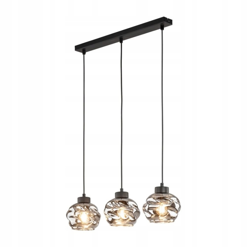 Suspension sur câble ZULIA 3xE27/15W/230V noir / noir fumé