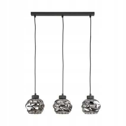 Suspension sur câble ZULIA 3xE27/15W/230V noir / noir fumé