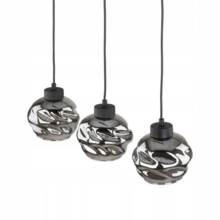 Suspension sur câble ZULIA 3xE27/15W/230V noir / noir fumé