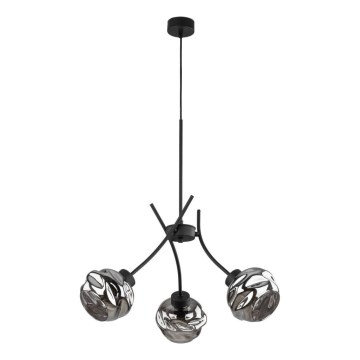 Suspension sur câble ZULIA 3xE27/15W/230V noir / noir fumé