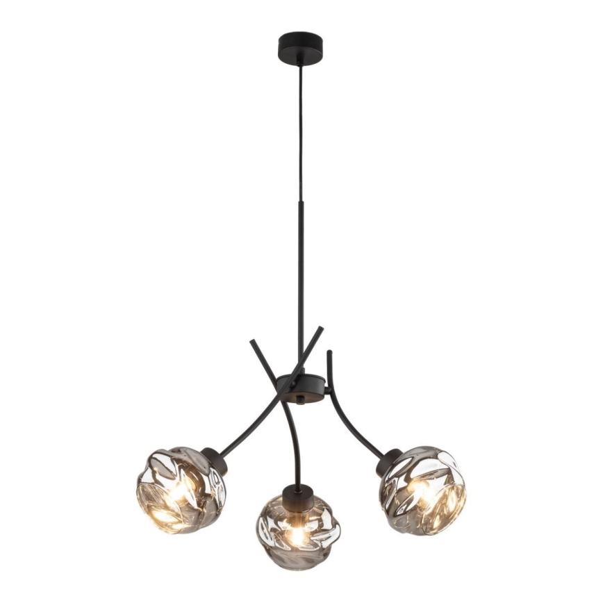 Suspension sur câble ZULIA 3xE27/15W/230V noir / noir fumé