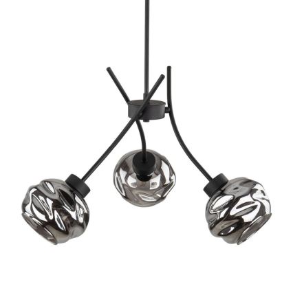 Suspension sur câble ZULIA 3xE27/15W/230V noir / noir fumé