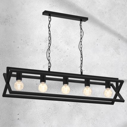 Suspension sur chaîne ARNOLD 5xE27/60W/230V noir