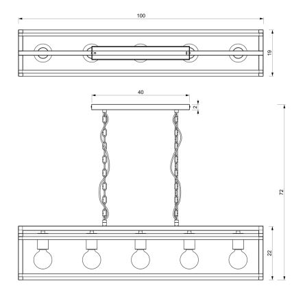 Suspension sur chaîne ARNOLD 5xE27/60W/230V noir