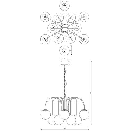 Suspension sur chaîne CAMBRIDGE 12xE14/60W/230V noir