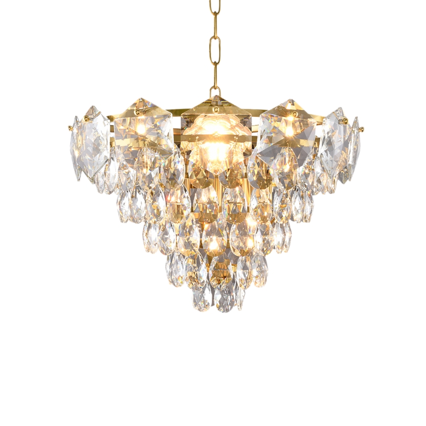 Suspension sur chaîne en cristal SELENA 6xE14/40W/230V dorée
