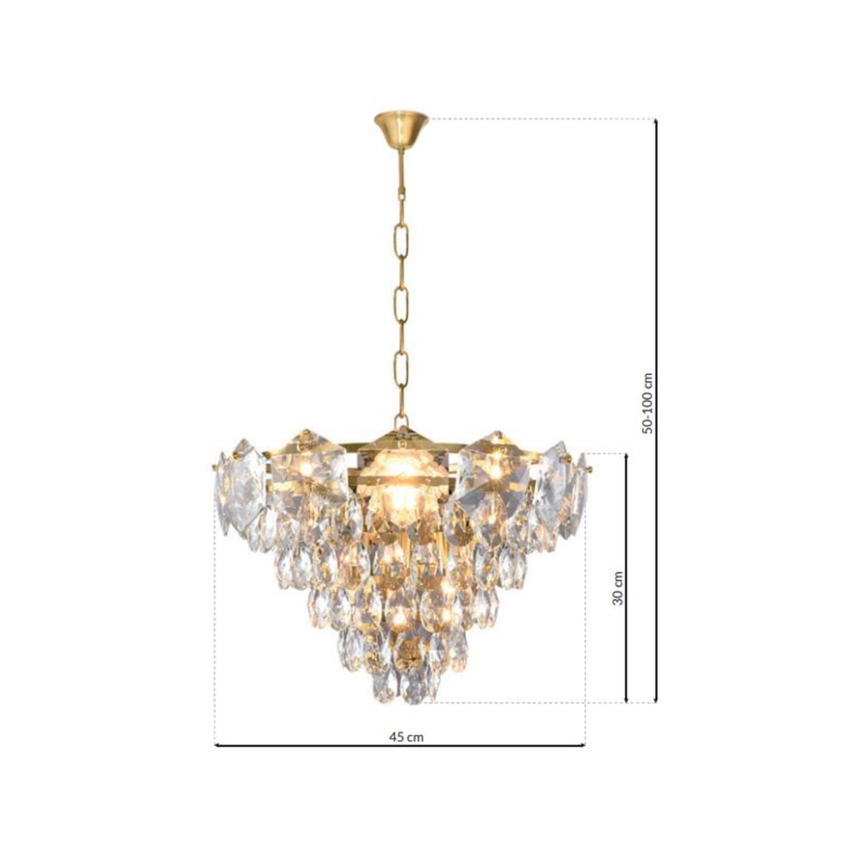Suspension sur chaîne en cristal SELENA 6xE14/40W/230V dorée