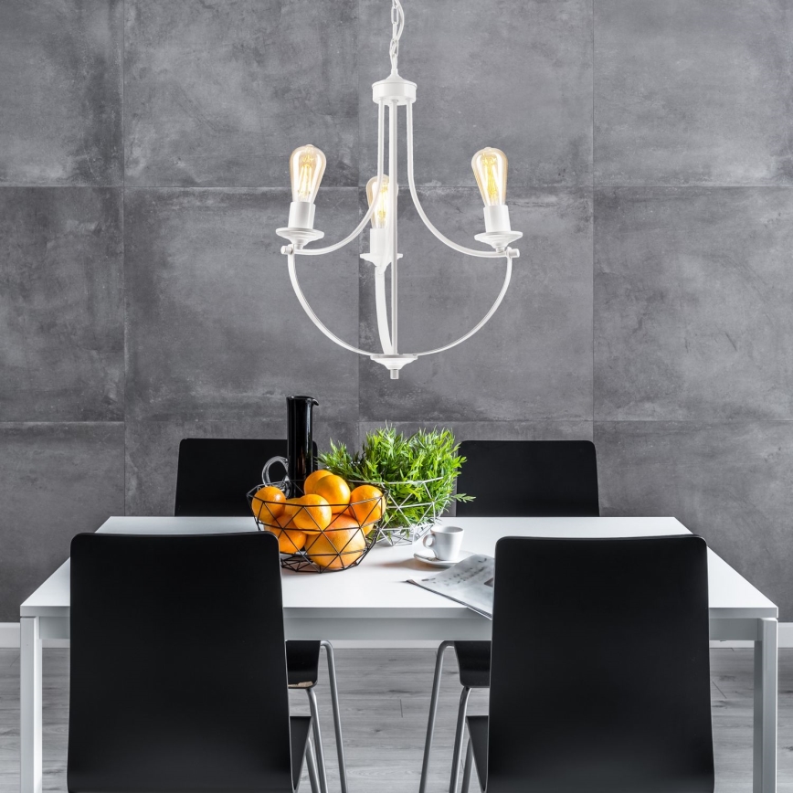 Suspension sur chaîne GINA 3xE27/60W/230V blanc