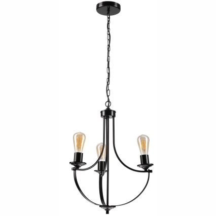 Suspension sur chaîne GINA 3xE27/60W/230V noir