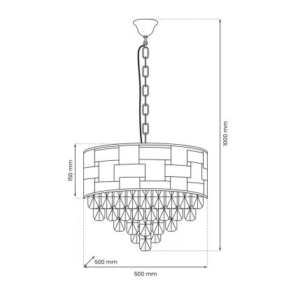 Suspension sur chaîne LUXURIA 9xE14/40W/230V doré