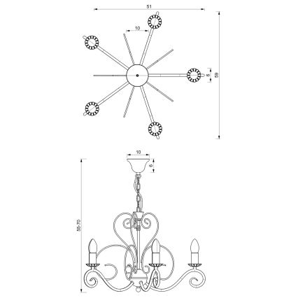 Suspension sur chaîne MAURO 5xE14/60W/230V