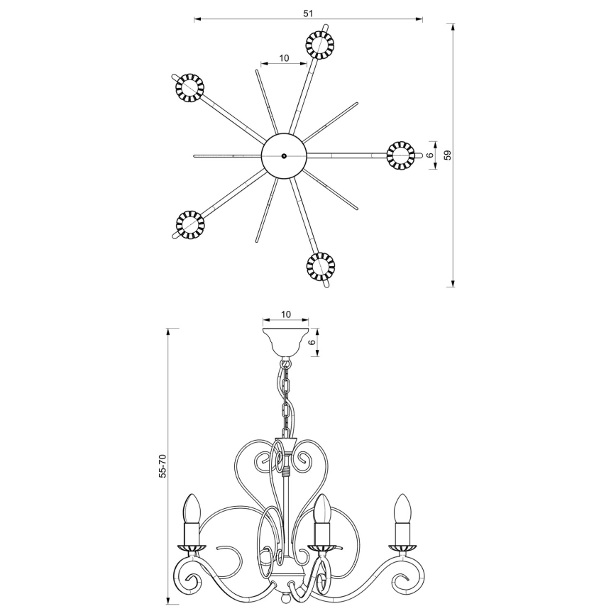 Suspension sur chaîne MAURO 5xE14/60W/230V