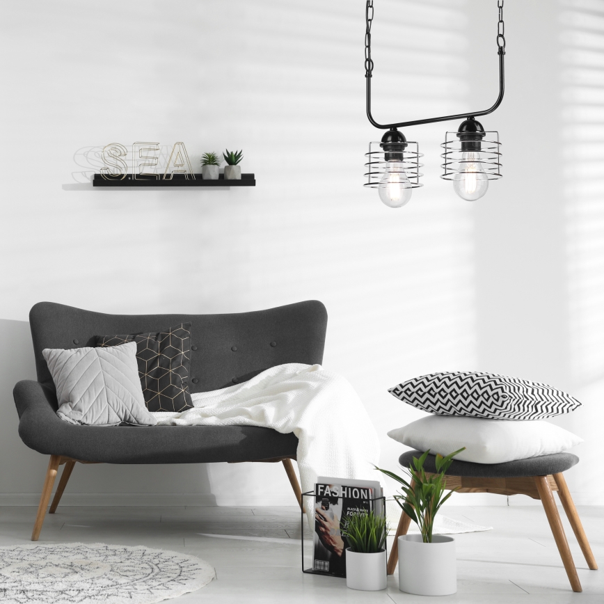Suspension sur chaîne MORGAN 2xE27/60W/230V noir/chrome