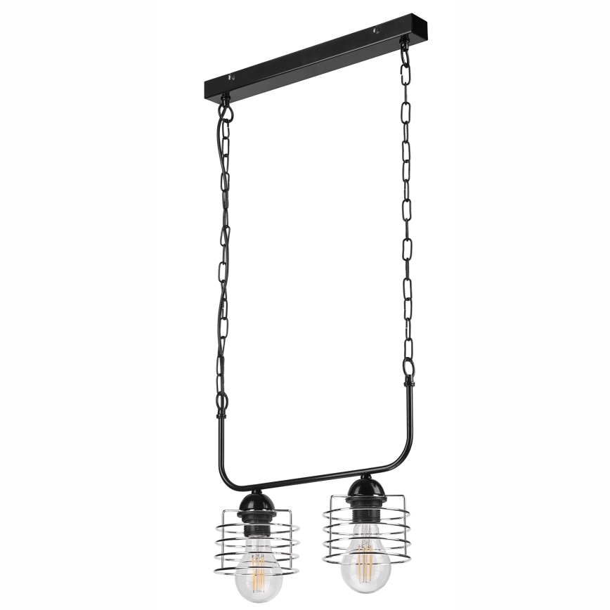 Suspension sur chaîne MORGAN 2xE27/60W/230V noir/chrome