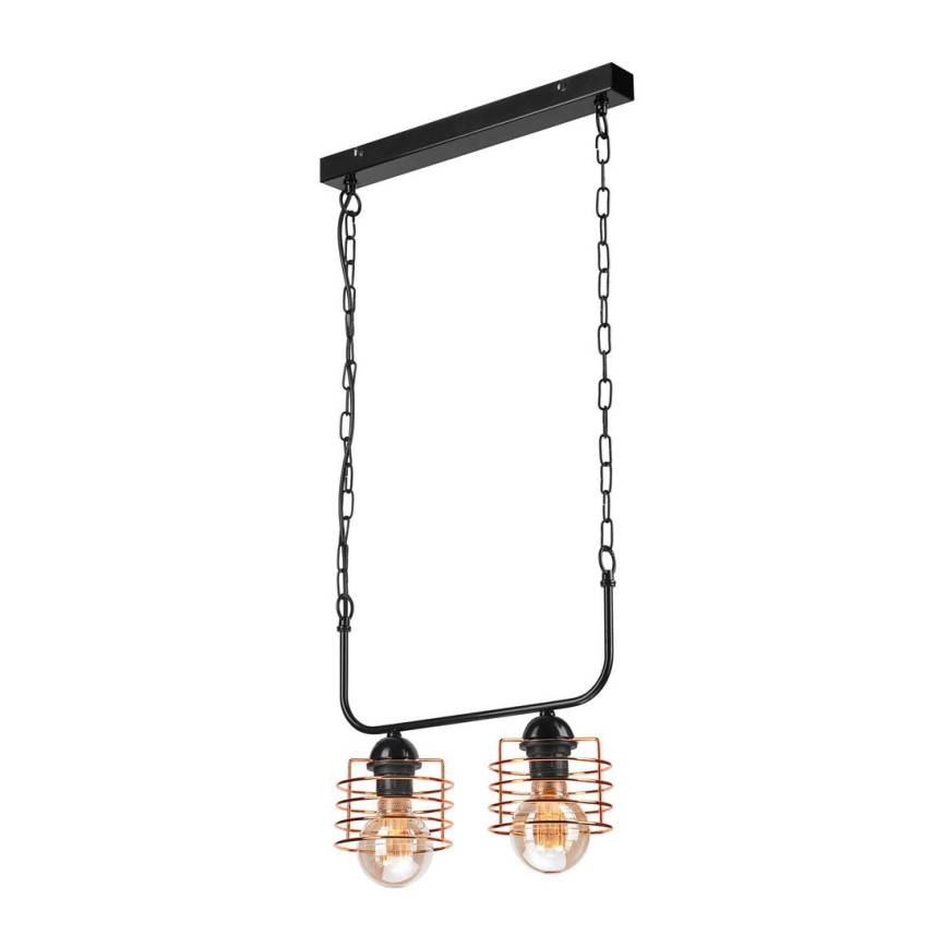 Suspension sur chaîne MORGAN 2xE27/60W/230V noir/cuivre