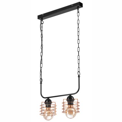 Suspension sur chaîne MORGAN 2xE27/60W/230V noir/cuivre