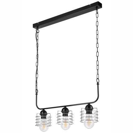 Suspension sur chaîne MORGAN 3xE27/60W/230V noir/chrome