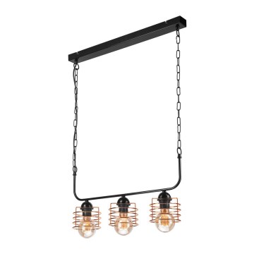 Suspension sur chaîne MORGAN 3xE27/60W/230V noir/cuivre