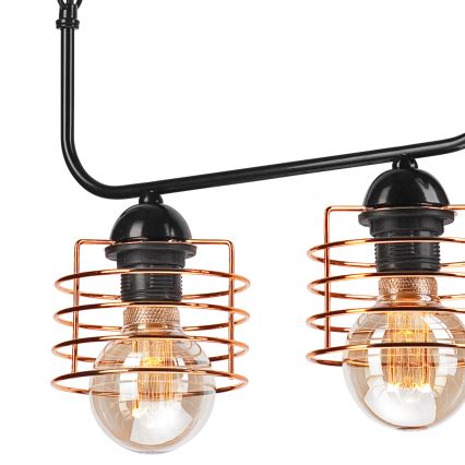 Suspension sur chaîne MORGAN 3xE27/60W/230V noir/cuivre