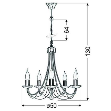 Suspension sur chaîne MUZA 5xE14/40W/230V