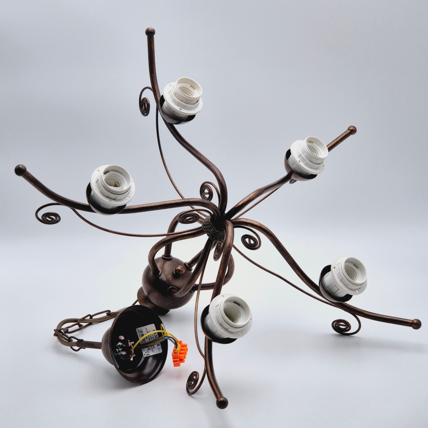 Suspension sur chaîne RETRO II 5xE27/60W/230V, bronze patiné