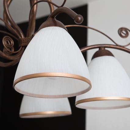 Suspension sur chaîne RETRO II 5xE27/60W/230V, bronze patiné