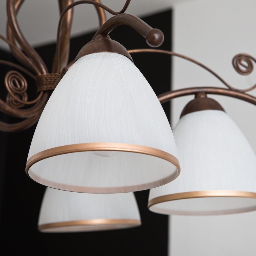 Suspension sur chaîne RETRO II 5xE27/60W/230V, bronze patiné