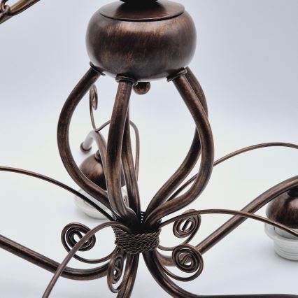 Suspension sur chaîne RETRO II 5xE27/60W/230V, bronze patiné