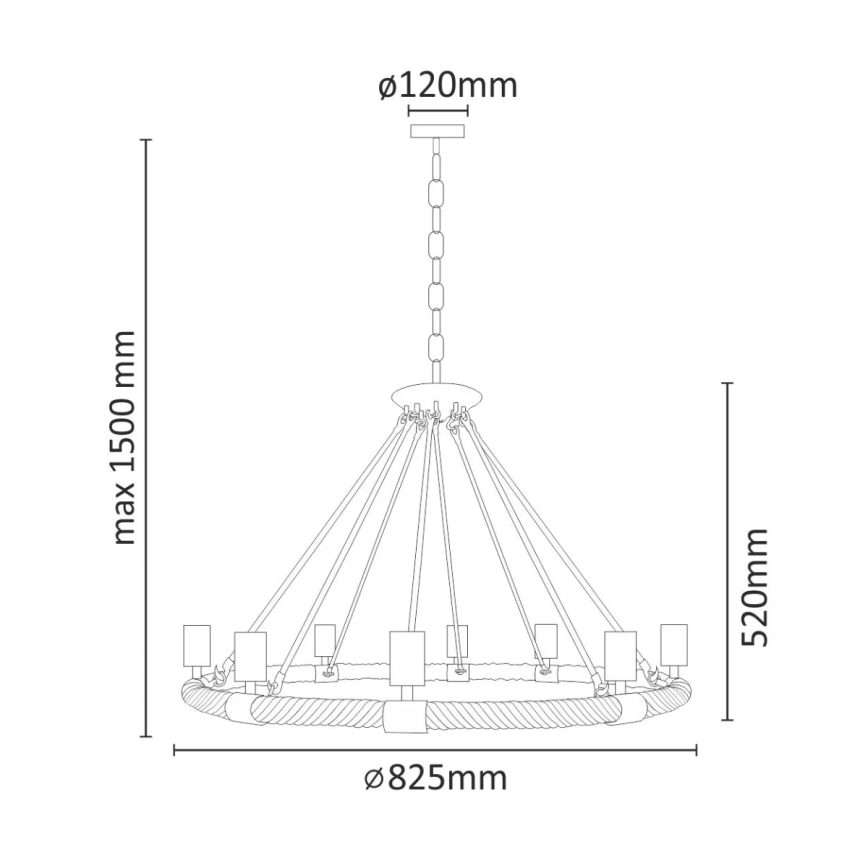 Suspension sur chaîne ROPE ARTHUR 8xE27/20W/230V