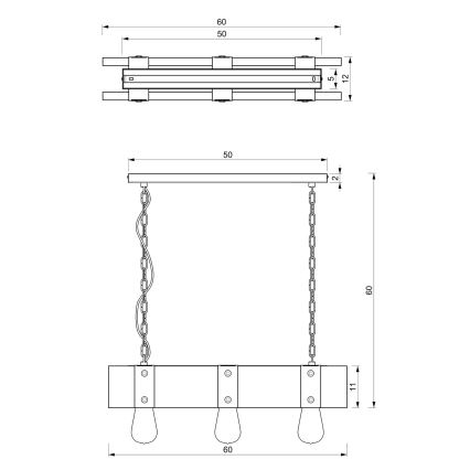 Suspension sur chaîne SODER 3xE27/60W/230V