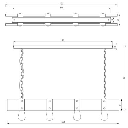 Suspension sur chaîne SODER 4xE27/60W/230V