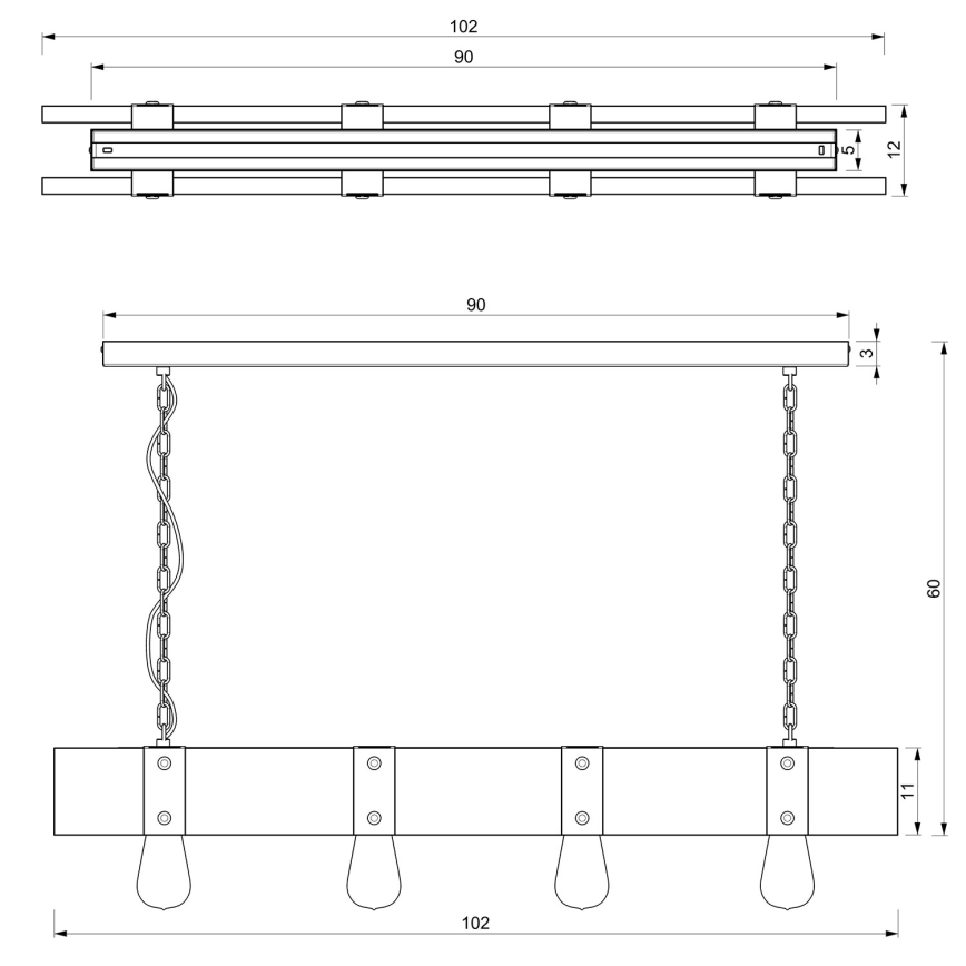 Suspension sur chaîne SODER 4xE27/60W/230V