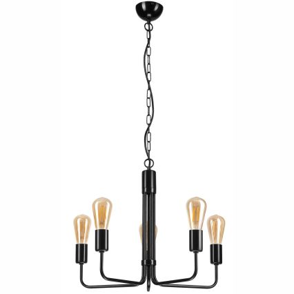 Suspension sur chaîne TIFFANY 5xE27/60W/230V noir