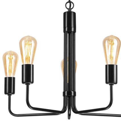 Suspension sur chaîne TIFFANY 5xE27/60W/230V noir