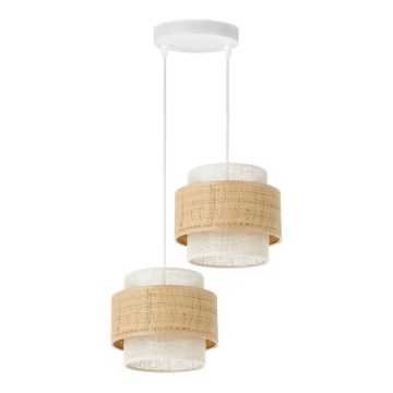 Suspension sur cordon BOHO 2xE27/60W/230V jute/crème