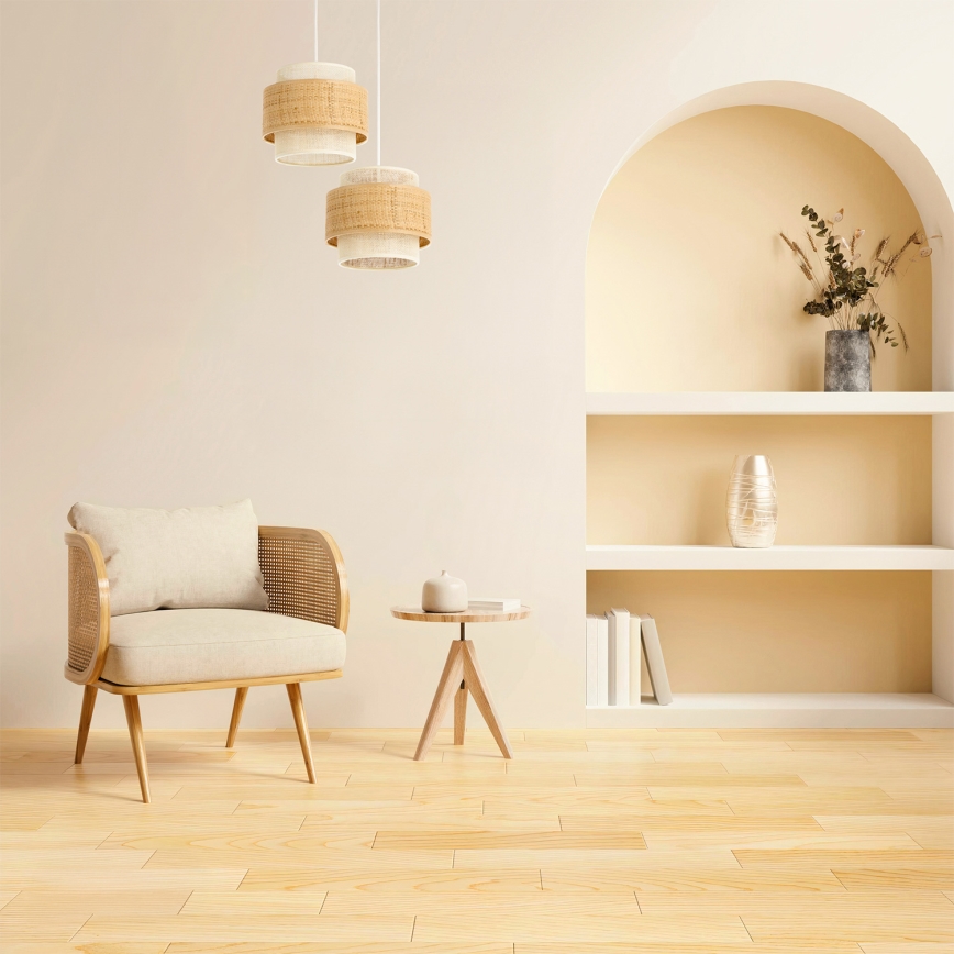 Suspension sur cordon BOHO 2xE27/60W/230V jute/crème