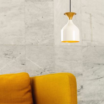 Suspension sur cordon SIVANI 1xE27/40W/230V blanche/cuivrée
