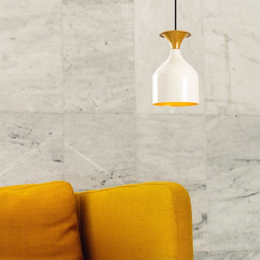 Suspension sur cordon SIVANI 1xE27/40W/230V blanche/cuivrée