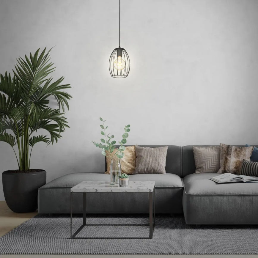 Suspension sur tige 1xE27/60W/230V noire